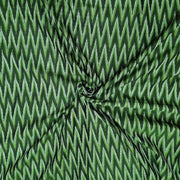 Handwoven ikat  pure cotton fabric in green in zig zag pattern