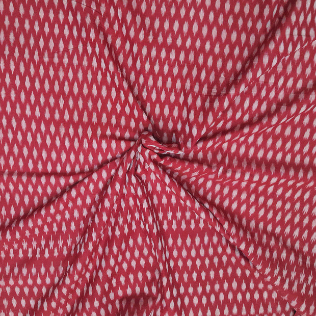 Handwoven ikat  pure cotton fabric in maroon
