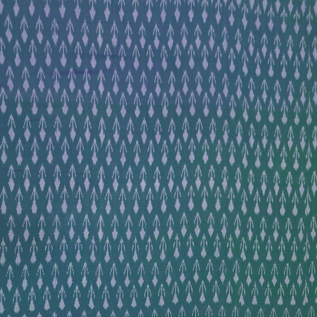 Handwoven ikat  pure cotton fabric in teal blue