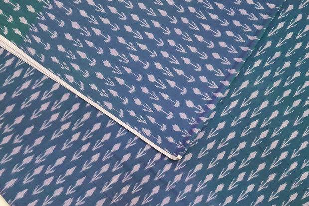 Handwoven ikat  pure cotton fabric in teal blue