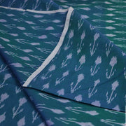 Handwoven ikat  pure cotton fabric in teal blue