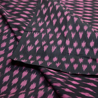 Handwoven ikat  pure cotton fabric in black