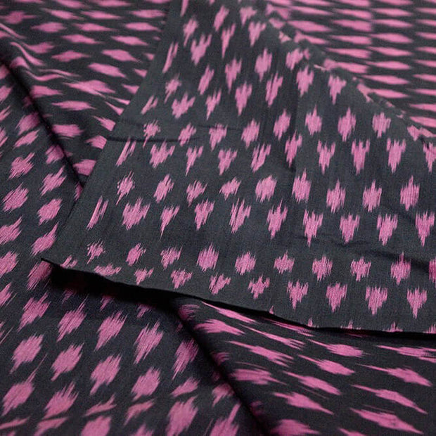 Handwoven ikat  pure cotton fabric in black
