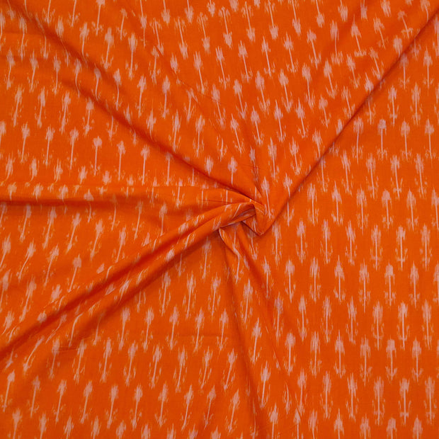 Handwoven ikat  pure cotton fabric in orange