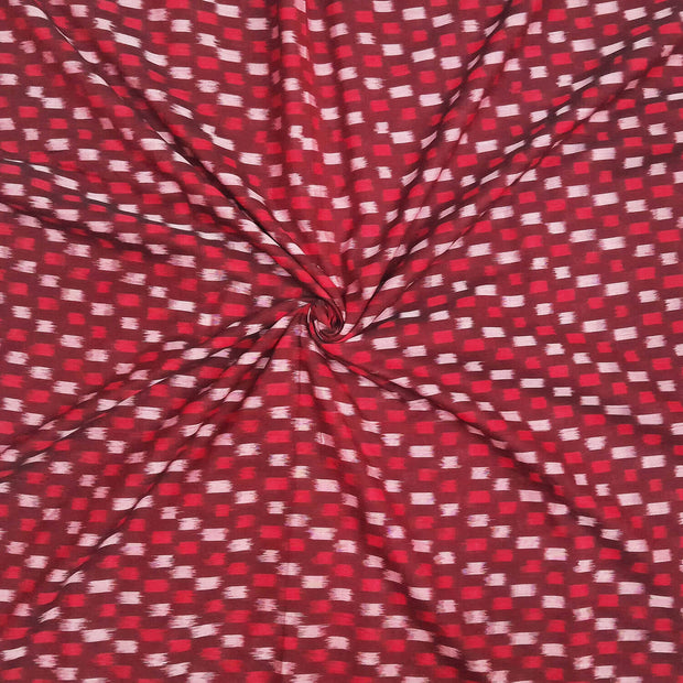 Handwoven ikat  pure cotton fabric in maroon