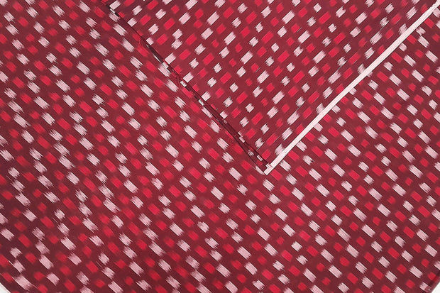 Handwoven ikat  pure cotton fabric in maroon
