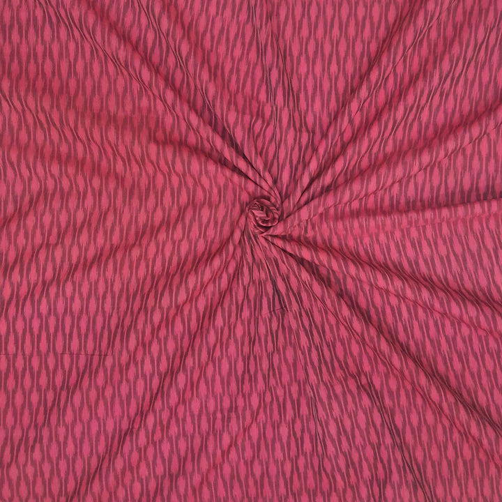 Handwoven ikat  pure cotton fabric in rust colour