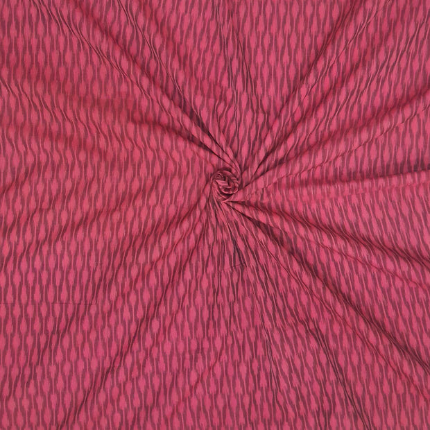 Handwoven ikat  pure cotton fabric in rust colour