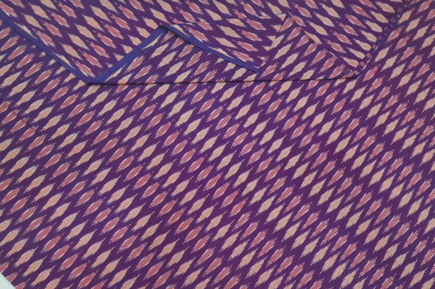 Handwoven ikat  pure cotton fabric in purple