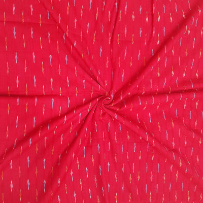 Handwoven ikat  pure cotton fabric in red