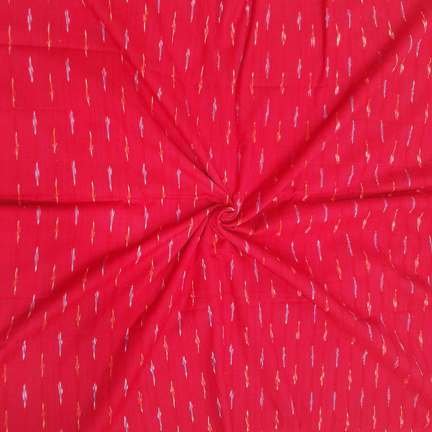 Handwoven ikat  pure cotton fabric in red