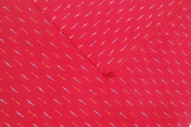 Handwoven ikat  pure cotton fabric in red