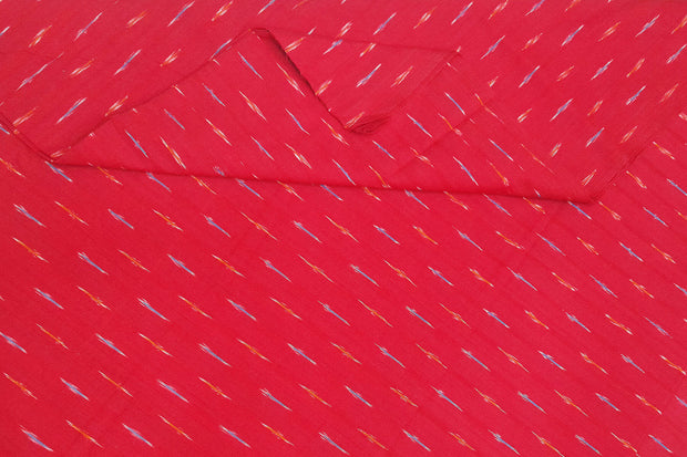 Handwoven ikat  pure cotton fabric in red