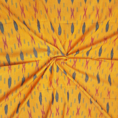Handwoven ikat  pure cotton fabric in yellow