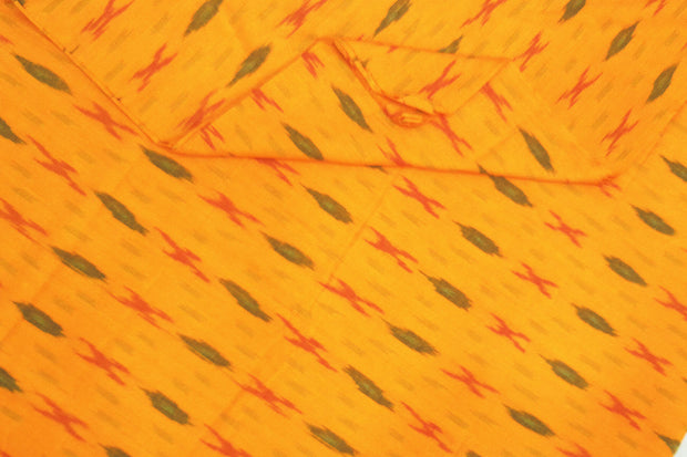 Handwoven ikat  pure cotton fabric in yellow