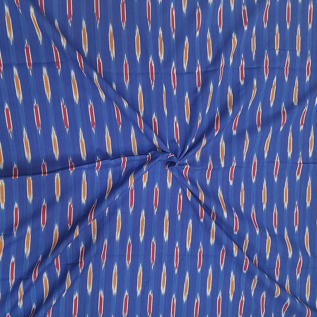 Handwoven ikat  pure cotton fabric in blue