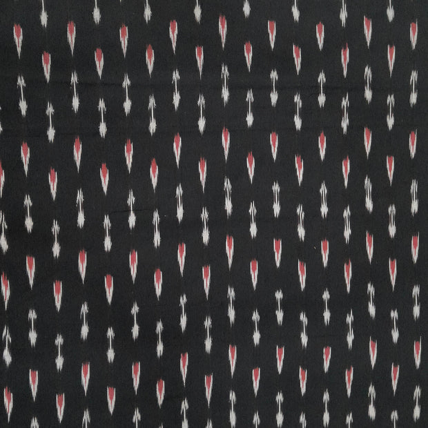 Handwoven ikat  pure cotton fabric in black