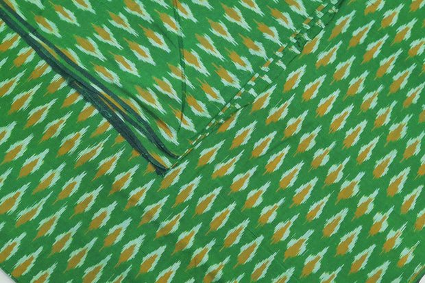 Handwoven ikat  pure cotton fabric in green