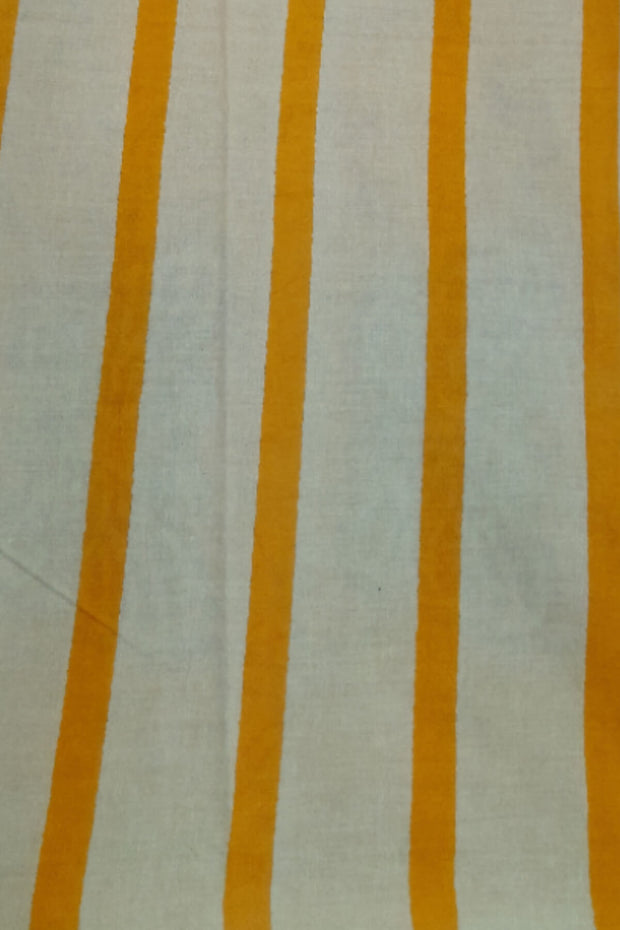 Jaipur cotton saree with Bagru block print in yellow with shibori print