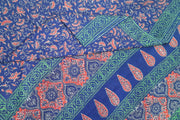 Jaipur cotton saree with Bagru hand block  print in blue & red