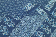 Jaipur cotton saree with Bagru hand block  print in Indigo