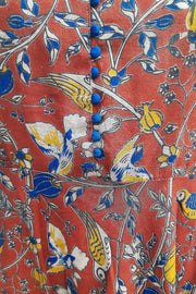 Kalamkari cotton umbrella  cut kurta in maroon & blue