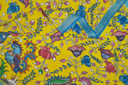 Hand painted Kalamkari pure cotton dupatta in yellow