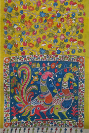 Hand painted Kalamkari pure cotton saree with  lotus vines .