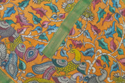 Hand painted Kalamkari on Bangalore silk dupatta in orange