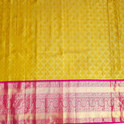 Handwoven Kanchi pure silk brocade unstitched lehenga material in floral pattern with rich zari border