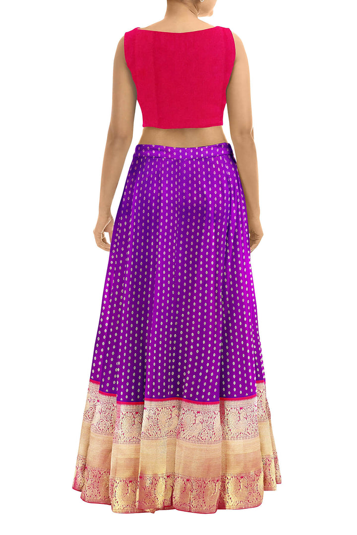 Handwoven Kanchi pure silk  lehenga & blouse material with zari border