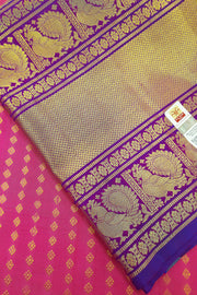 Handwoven Kanchi pure silk lehenga material in pink with zari border