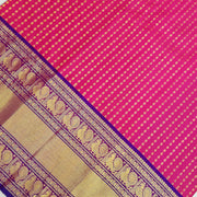 Handwoven Kanchi pure silk lehenga material in pink with zari border