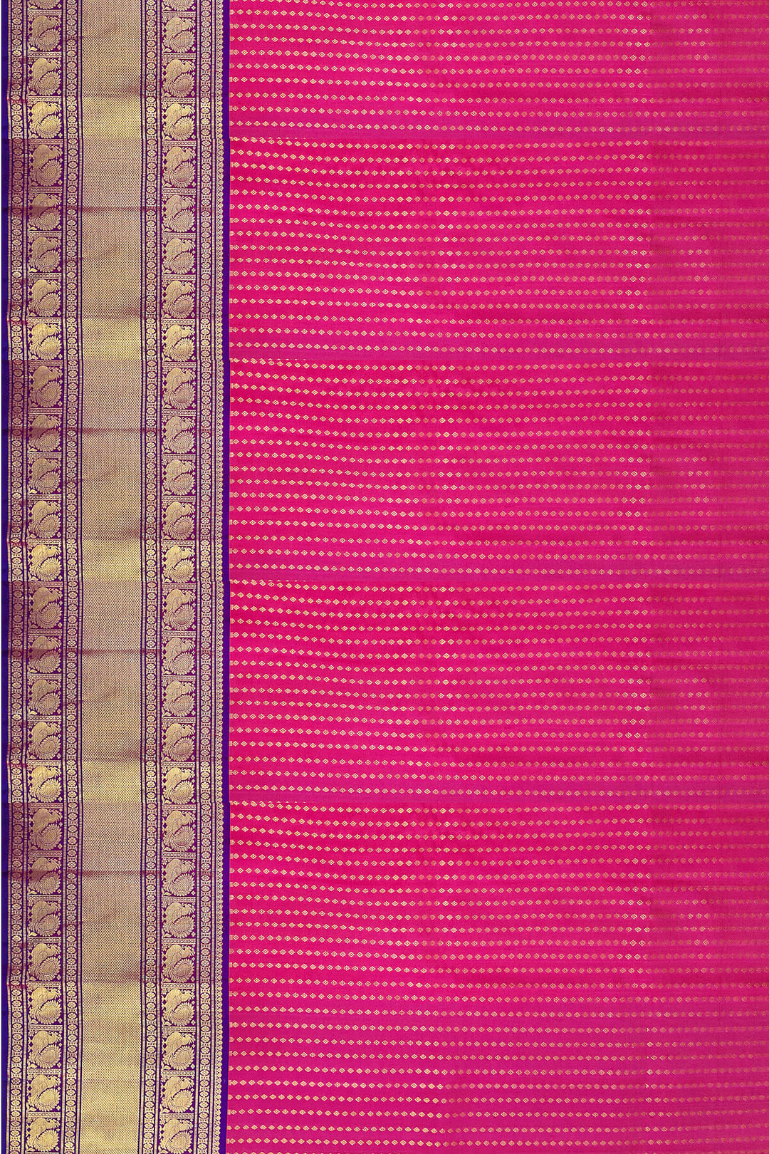 Handwoven Kanchi pure silk lehenga material in pink with zari border