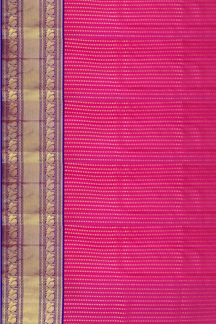 Handwoven Kanchi pure silk lehenga material in pink with zari border