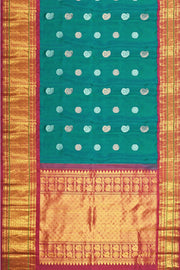 Handwoven Kanchi pure silk saree in dual tone blue with silver motifs.