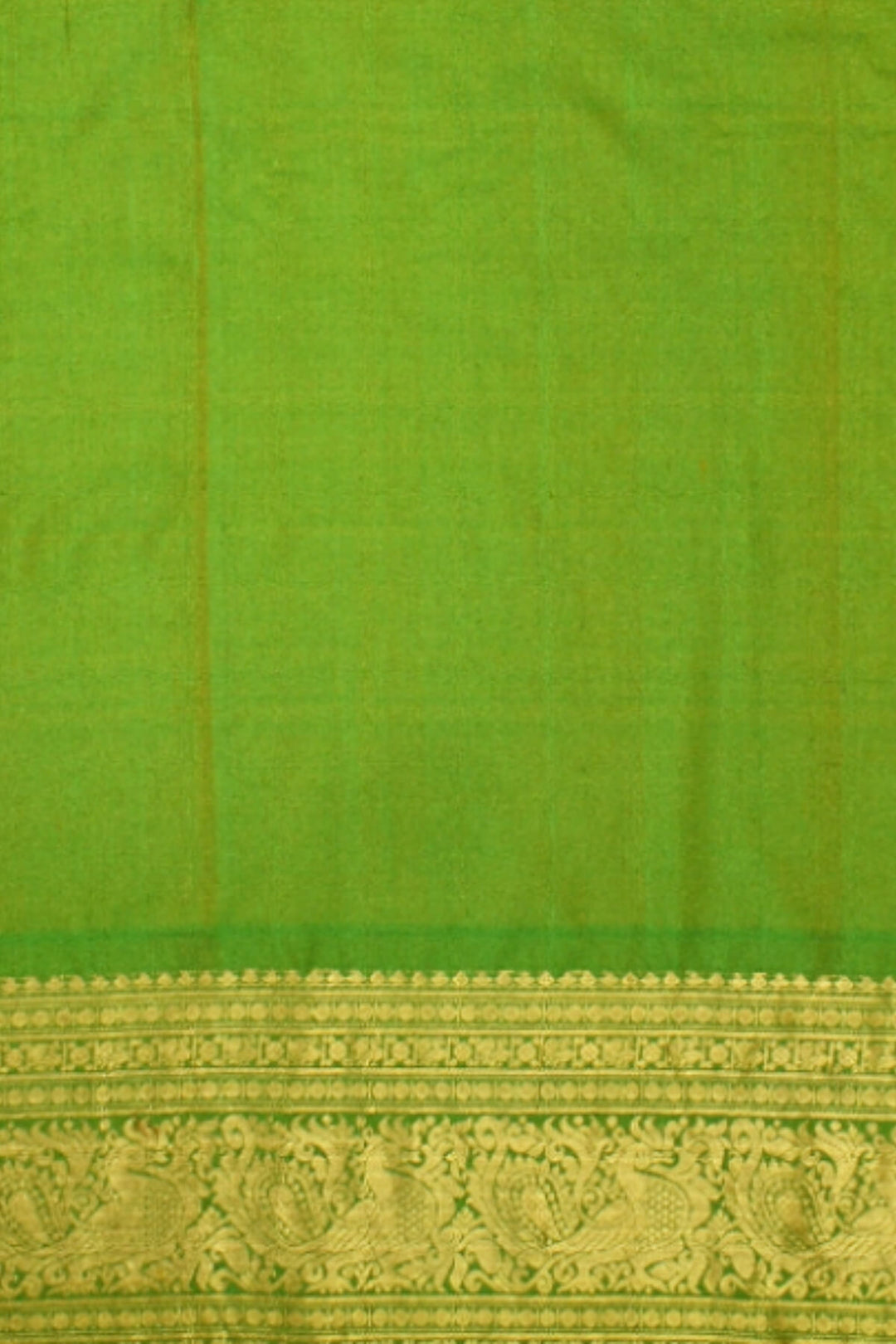 Handwoven Kanchi pure silk pure zari saree in red with peacock motifs in gold and silver