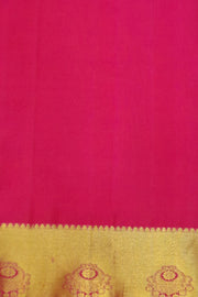 Kanchi silk brocade saree in yellow with contrast pallu in pink