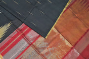 Kanchi soft silk saree in black with big temples