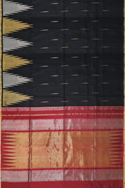 Kanchi soft silk saree in black with big temples