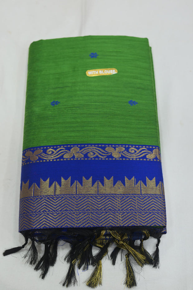 Handloom Kanchi  silk cotton saree in  green