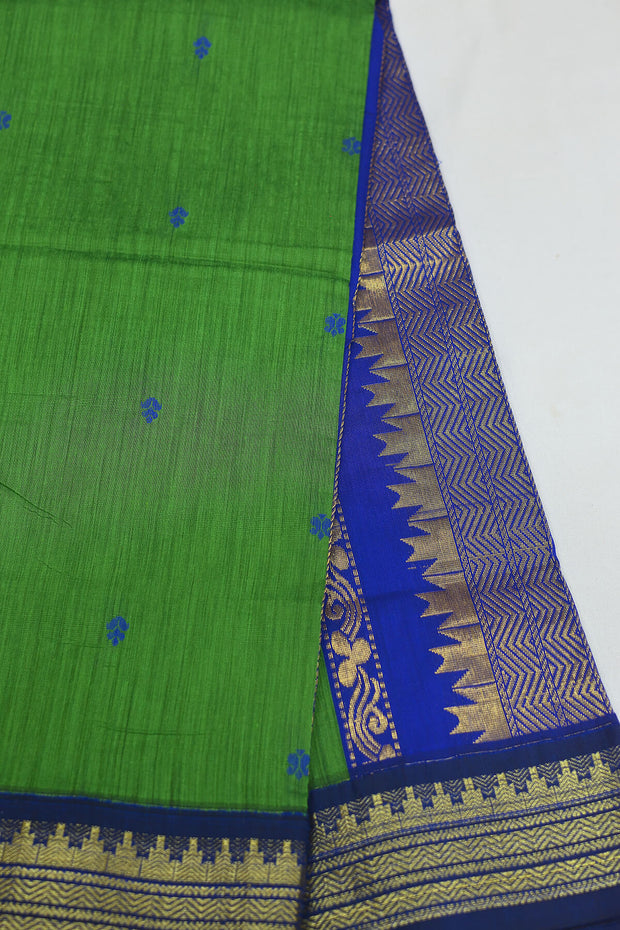 Handloom Kanchi  silk cotton saree in  green