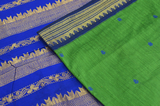 Handloom Kanchi  silk cotton saree in  green