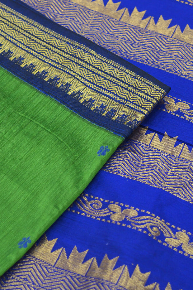 Handloom Kanchi  silk cotton saree in  green