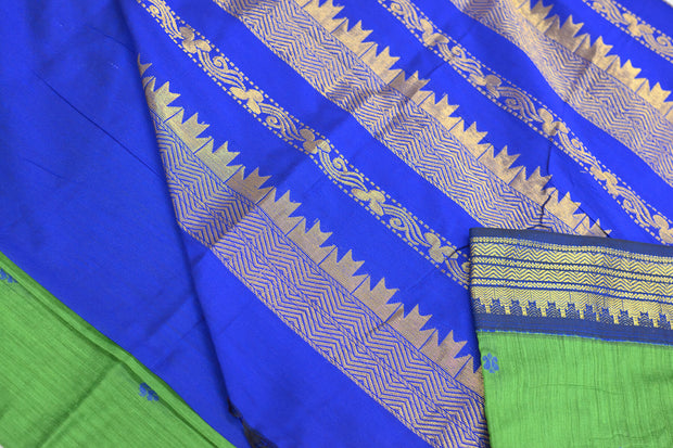 Handloom Kanchi  silk cotton saree in  green
