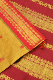 Handloom Kanchi silk cotton saree in mustard