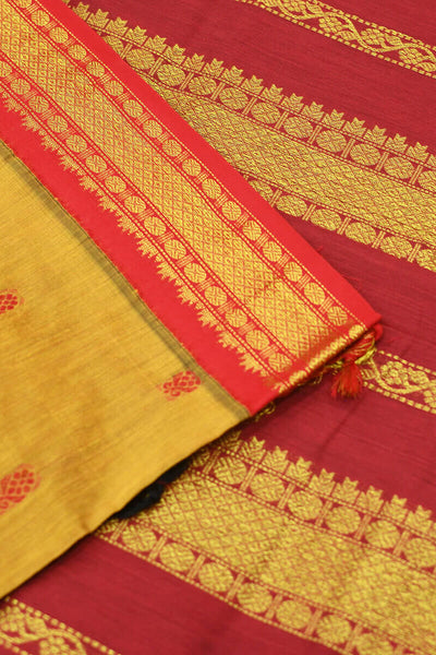 Handloom Kanchi silk cotton saree in mustard