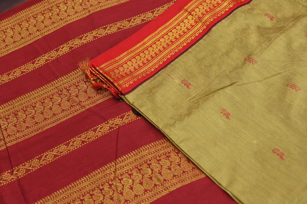 Handloom Kanchi silk cotton saree in beige