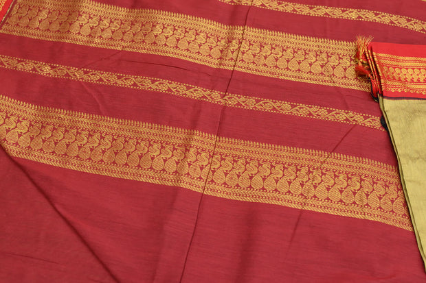 Handloom Kanchi silk cotton saree in beige