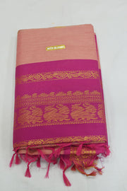 Handloom Kanchi silk cotton saree in peach